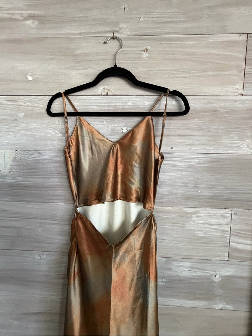 Commense Metallic Copper and fall color Backless Slip Dress - Picture 3 of 9